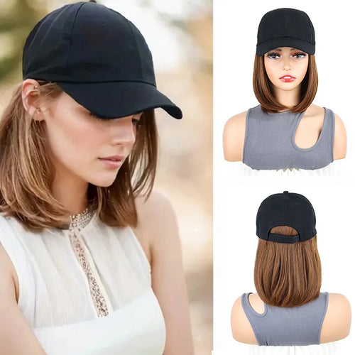  Synthetic Short Straight Bobo Hat Wig for Women cashymart