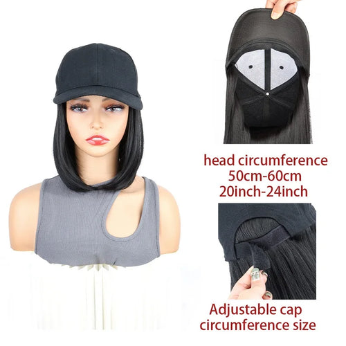  Synthetic Short Straight Bobo Hat Wig for Women cashymart