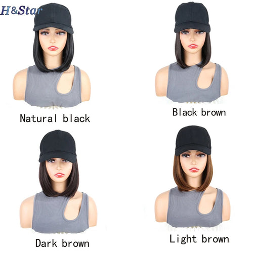  Synthetic Short Straight Wig with Cap cashymart