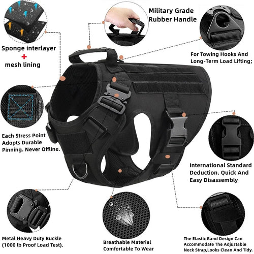  Tactical Military Dog Harness and Leash Set cashymart