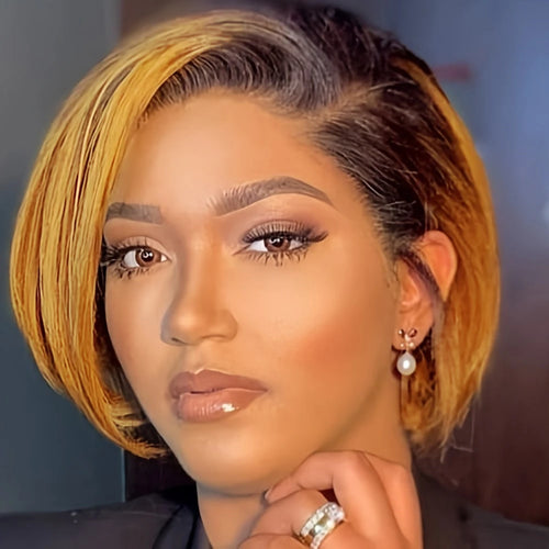  Transparent Lace Wig Short Straight cashymart