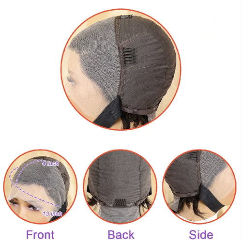  Transparent Lace Wig Short Straight cashymart