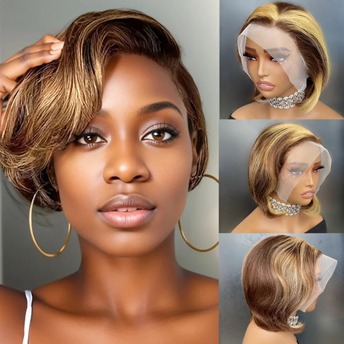  Transparent Lace Wig Short Straight cashymart