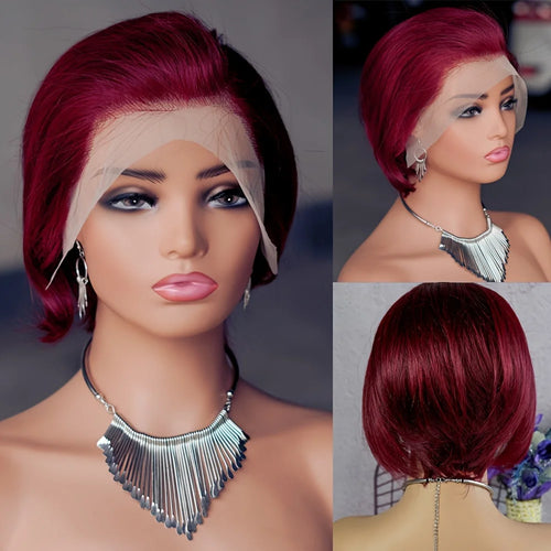  Transparent Lace Wig Short Straight cashymart