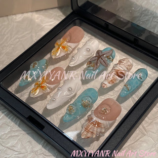  Trendy Handmade Almond Press On Nails Set cashymart