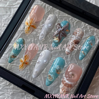  Trendy Handmade Almond Press On Nails Set cashymart
