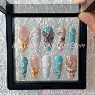  Trendy Handmade Almond Press On Nails Set cashymart