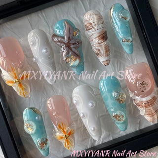  Trendy Handmade Almond Press On Nails Set cashymart