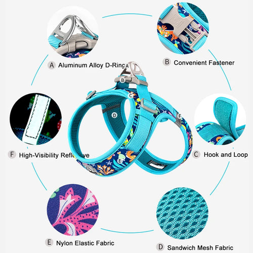  Truelove Floral Mesh Harness for Dogs Cats cashymart