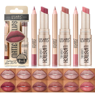  USHAS 12 Color Lip Liner Plus Lipstick Set Long Lasting Matte cashymart