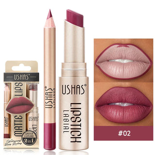  USHAS 12 Color Lip Liner Plus Lipstick Set Long Lasting Matte cashymart
