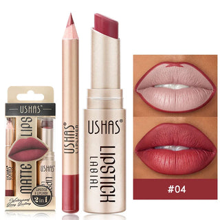  USHAS 12 Color Lip Liner Plus Lipstick Set Long Lasting Matte cashymart