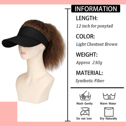  Visor Hat with Synthetic Ponytail for Women cashymart