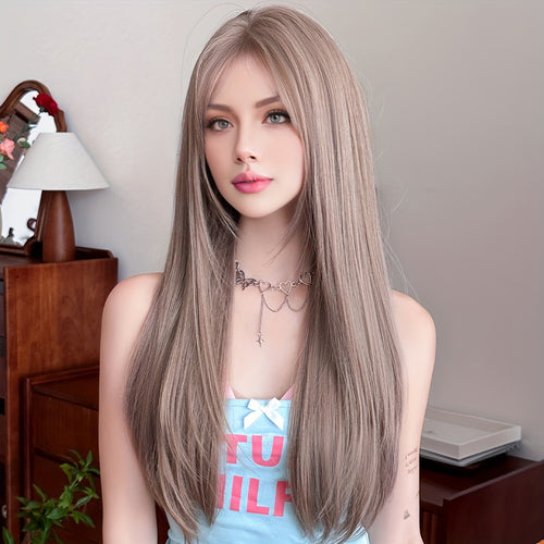  WIGS Light Brown Straight Synthetic Wig cashymart