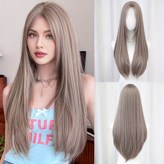  WIGS Light Brown Straight Synthetic Wig cashymart