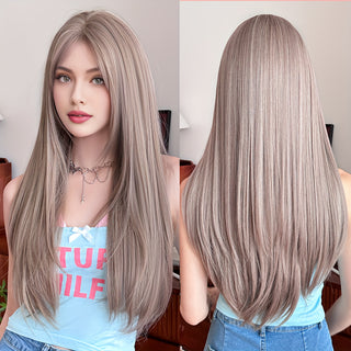  WIGS Light Brown Straight Synthetic Wig cashymart
