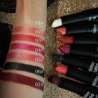  Waterproof Glitter Lipsticks Punk Style cashymart