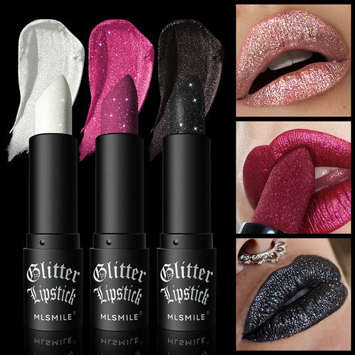  Waterproof Glitter Lipsticks Punk Style cashymart
