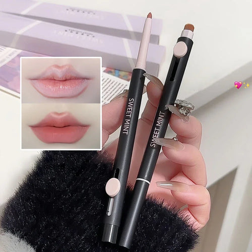  Waterproof Matte Lipliner Pencil with Brush Sexy Nude Brown cashymart