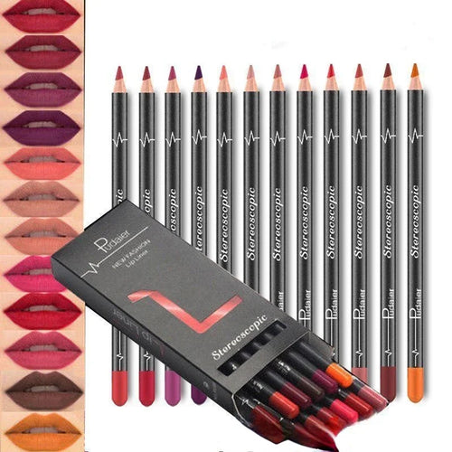  Waterproof Pencil Lipstick Set Pen Matte Lip Liner cashymart