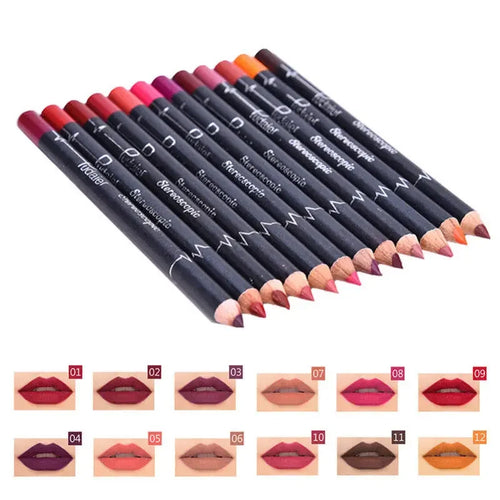 Waterproof Pencil Lipstick Set Pen Matte Lip Liner cashymart