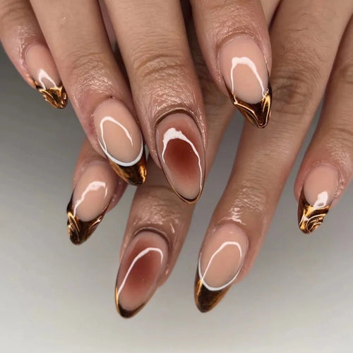  Wearable Blue Stiletto Almond False Nails cashymart