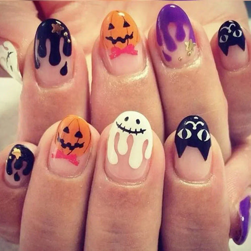  Whimsical Clown Almond Press-On Nails on! cashymart