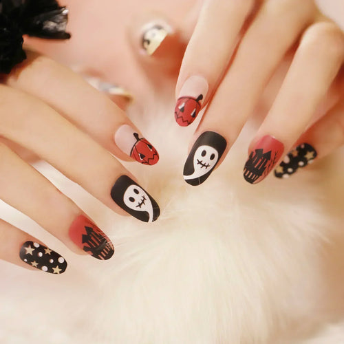  Whimsical Clown Almond Press-On Nails on! cashymart
