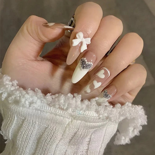  White Flower Design Nails cashymart