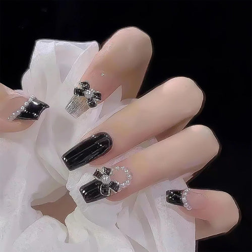  White Flower Design Nails cashymart