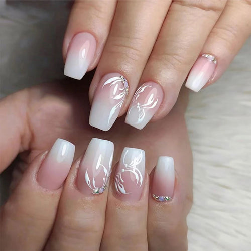  White Flower Design Nails cashymart