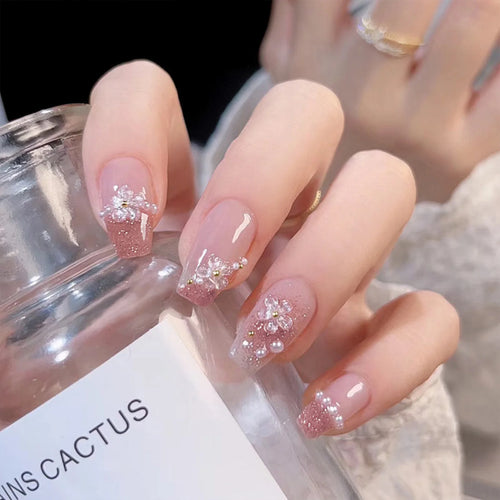  White Flower Design Nails cashymart