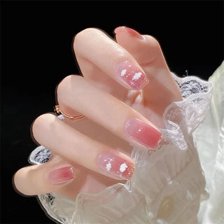  White Small Flower Acrylic Press-On Nails cashymart