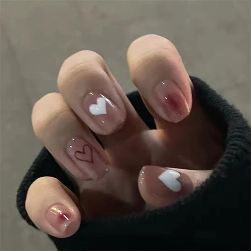  White Small Flower Acrylic Press-On Nails cashymart