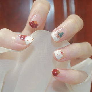  White Small Flower Acrylic Press-On Nails cashymart