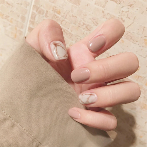  White Small Flower Acrylic Press-On Nails cashymart