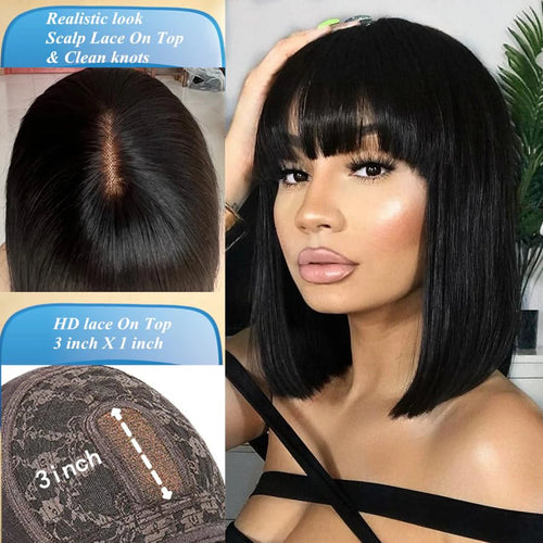  Wiggogo 3X1 Middle Part Lace Bob Wig cashymart