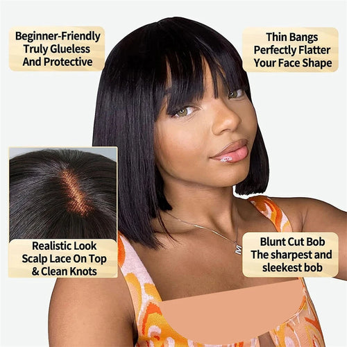  Wiggogo 3X1 Middle Part Lace Bob Wig cashymart