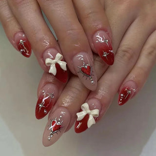  Wine Red Almond Fake Nails cashymart