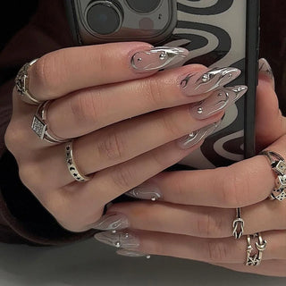  Wine Red Almond Fake Nails cashymart