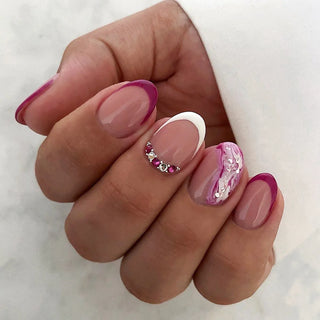  Wine Red Almond Fake Nails cashymart