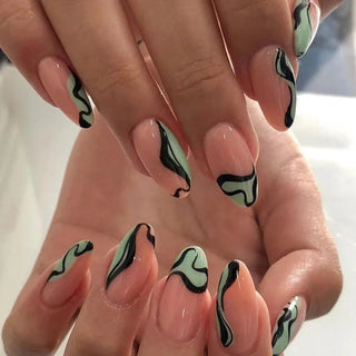  Wine Red Almond Fake Nails cashymart