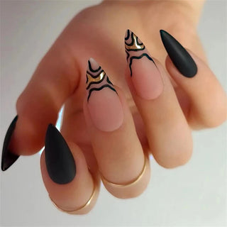  Wine Red Almond Fake Nails cashymart