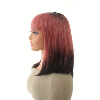  Wine Red Bangs Bob Wig cashymart