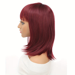  Wine Red Bangs Bob Wig cashymart