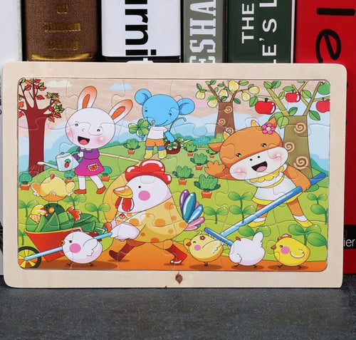  Wooden Cartoon Animal Puzzle Toy cashymart