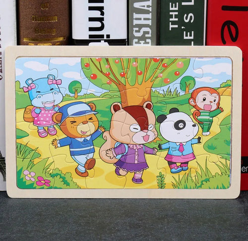  Wooden Cartoon Animal Puzzle Toy cashymart