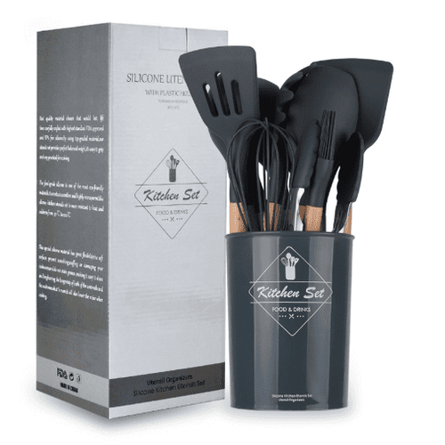  Wooden Handle Silicone Cooking Utensils Set cashymart