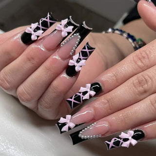  Y2K Black French Fake Nails cashymart