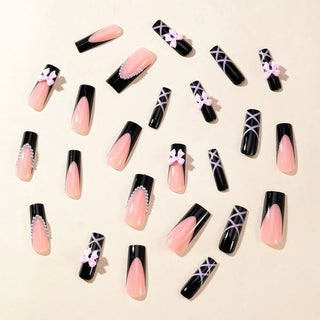  Y2K Black French Fake Nails cashymart